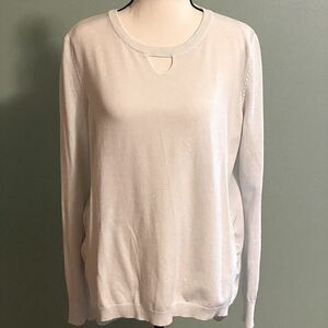 One A White Long Sleeve Top with Elongated Satin-like Back. Size Medium.